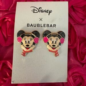 New Minnie Mouse Earrings Disney X Baublebar Studs with Pink Earmuffs